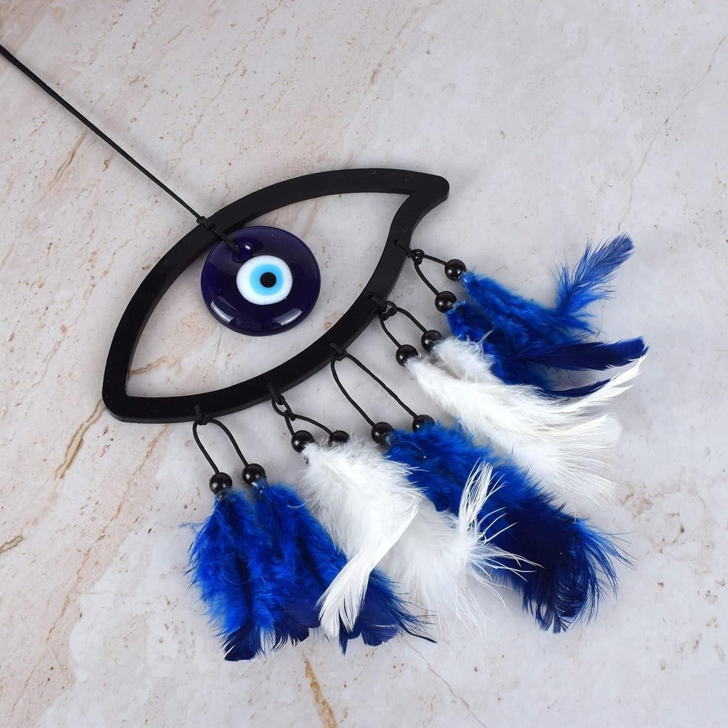 Car Rear View Mirror Decor Ornament Accessories Good Luck Charm Protection Interior Wall Hanging showpiece Dream Catchers (Evil Eye)