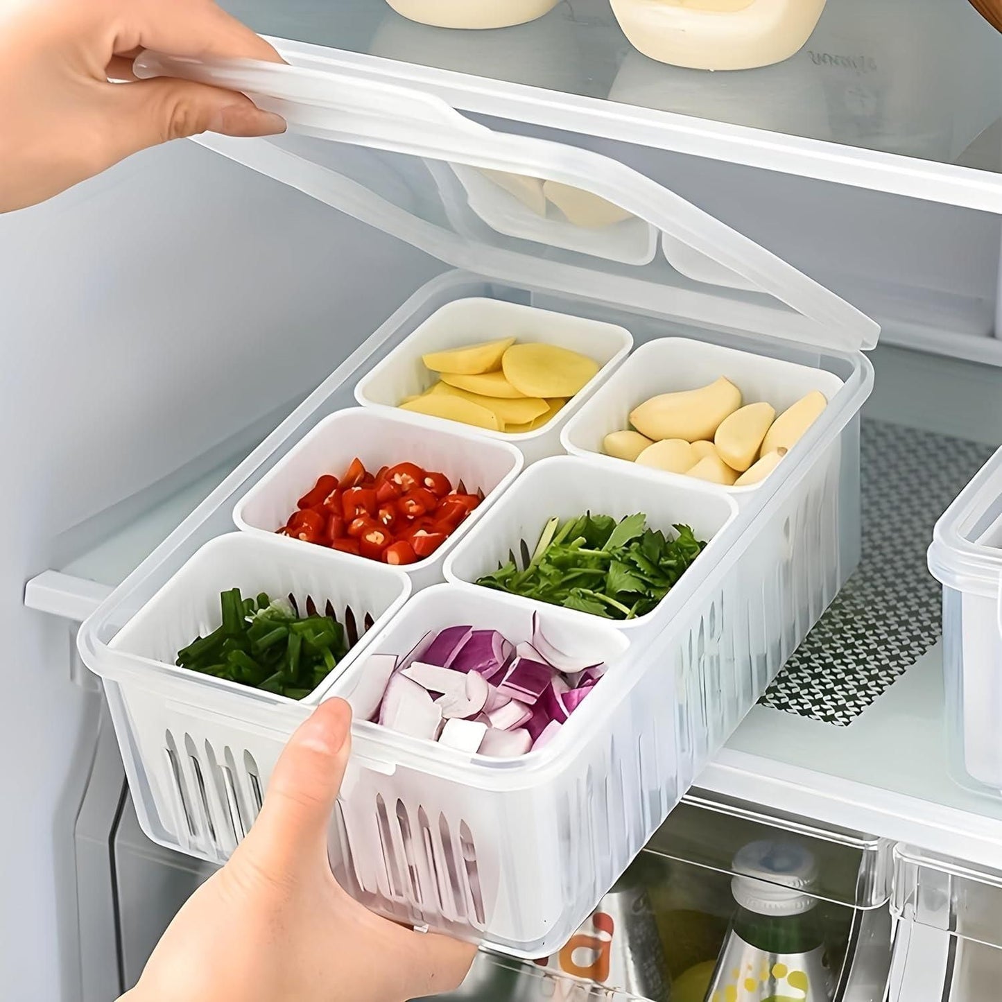 Organize It All: 6-Grid Fridge Storage Solution